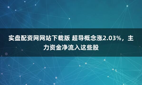 实盘配资网网站下载版 超导概念涨2.03%，主力资金净流入这些股